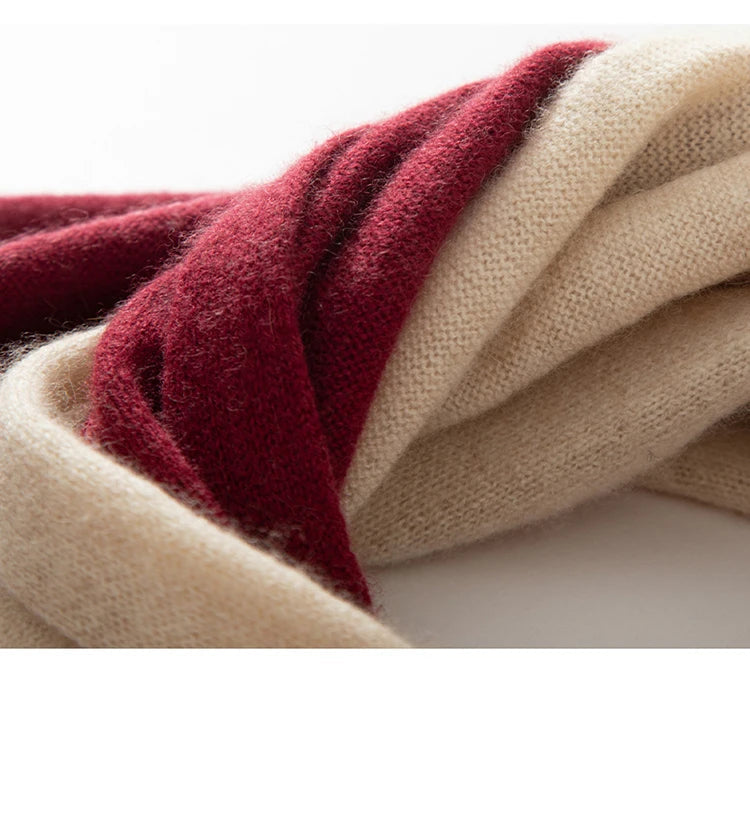 Cashmere Knitted Patchwork Colorful Scarf